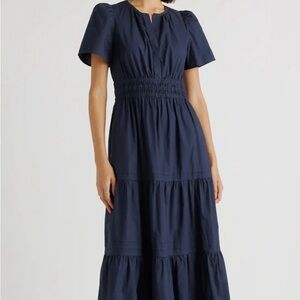 Quince navy cotton maxi dress